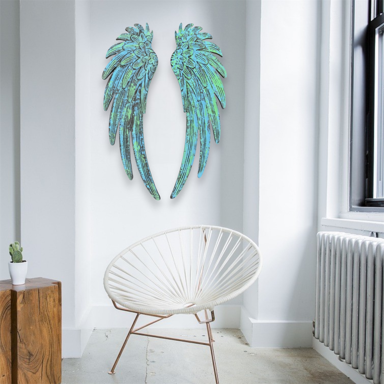 Pair Zadkiel Angel Wings Verdis Patina 